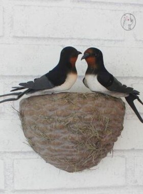 速发墙壁鸟饰挂件燕子春季装饰品 家居装饰 小燕燕窝鸟巢装窝