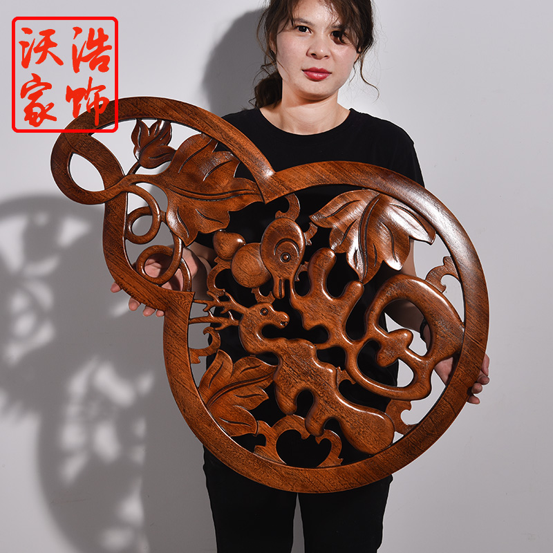 速发东木雕墙面壁上挂件装饰品中实庭院葫厅茶室式木壁挂客芦装饰