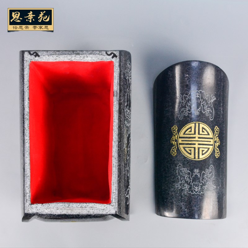 速发黑花玉棺材玉石盒龙凤寿盒男通用款大理石殡葬用品