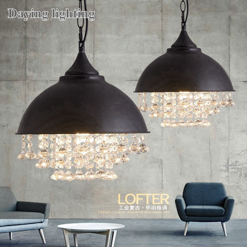 速发loft美式乡村复古工业晶吊灯铁艺锅装餐厅饰厅酒店会所盖客灯
