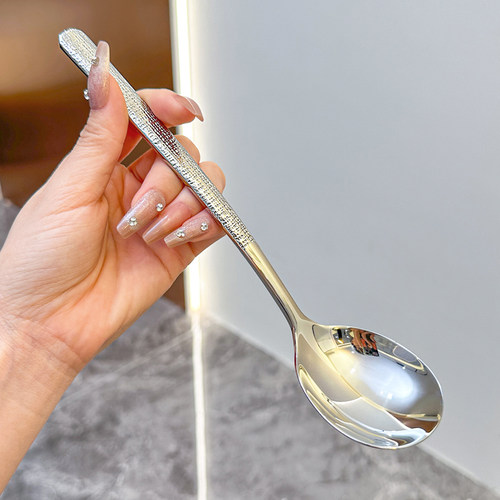 速发级6不锈钢勺纹家用高档精致锤匙搞定汤子吃饭汤勺一人一勺