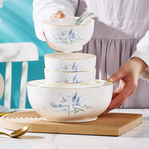 速发陶瓷碗盘碟子餐具5022新款家用碗看的时尚加厚防烫可微波好盘