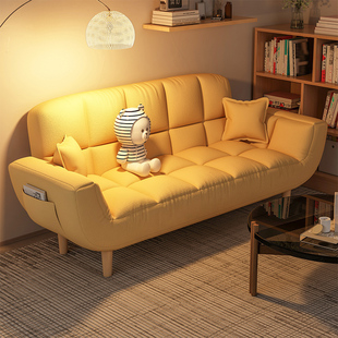 速发布艺沙叠客厅小户型奶油风懒人沙沙双人折发发发床简易沙发房