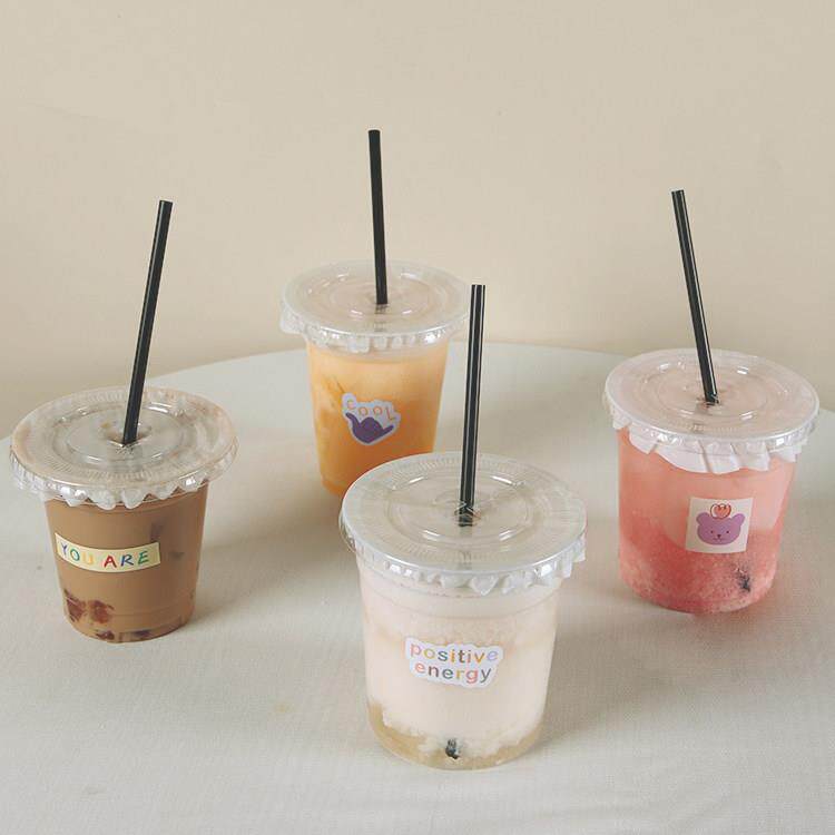 网红咖啡奶茶杯子一次性带盖塑料商用自制饮料饮品打包外带杯水杯