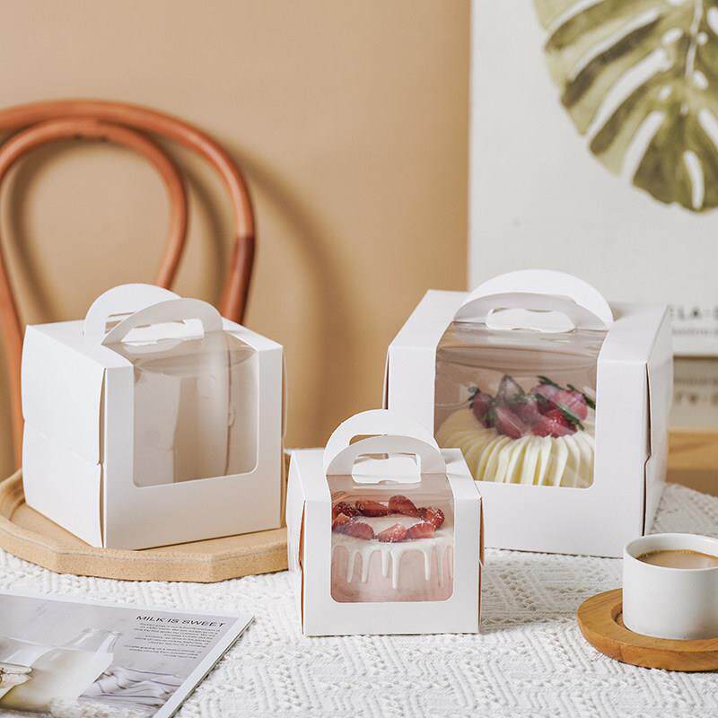 四寸蛋糕盒韩版4 5 6寸手提慕斯蛋糕盒子开窗生日蛋糕包装盒加高