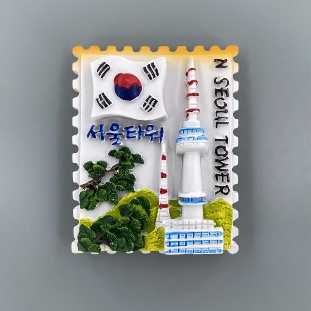 韩国首尔龙山区地标N首尔塔旅游纪念立体创意装饰磁铁冰箱贴礼物