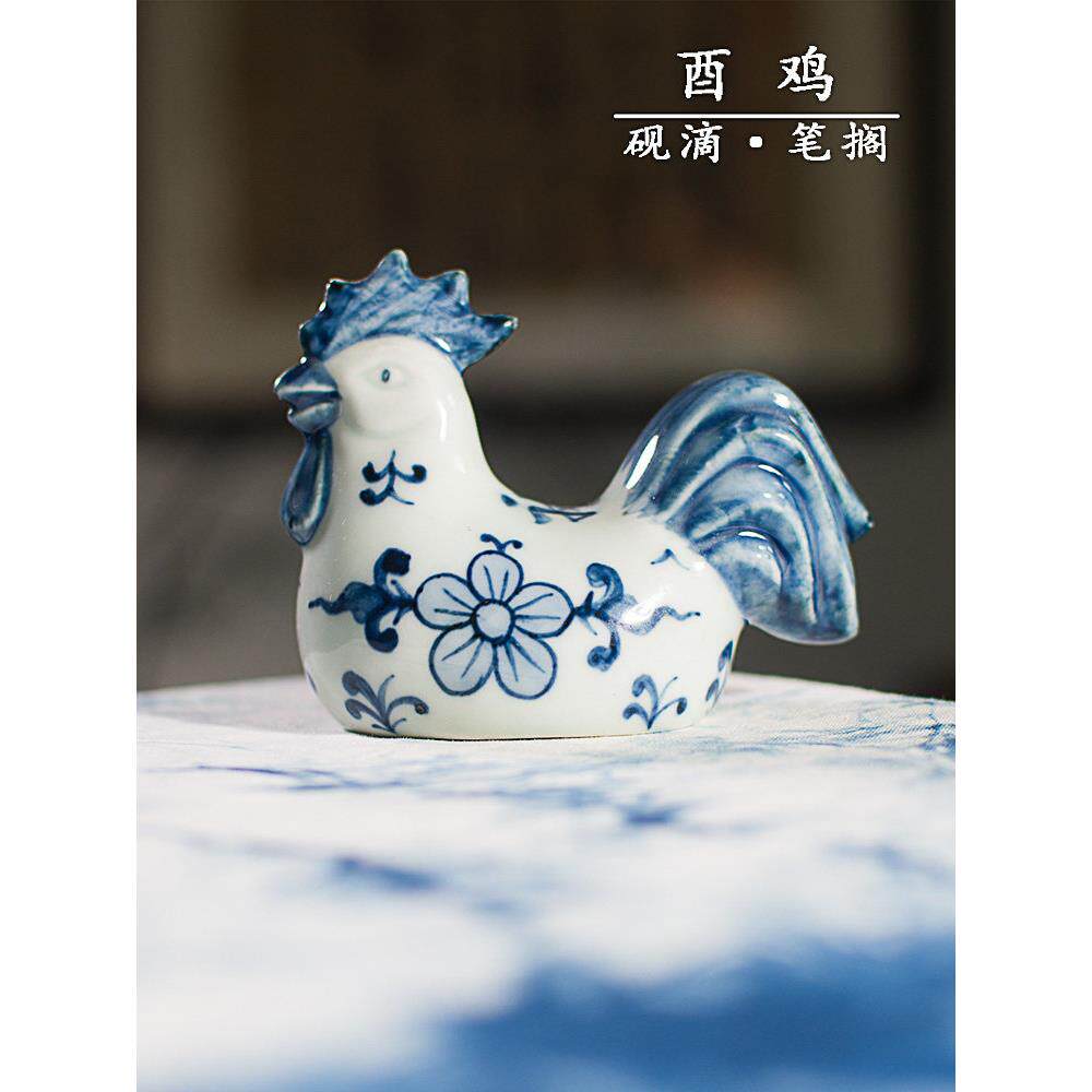 陶瓷动物水滴砚滴景德镇青花手绘文房四宝墨滴仿古笔搁磨砚台加水