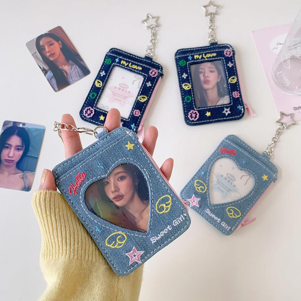 Hisocute少女心天使翅膀牛仔刺绣卡套追星小卡挂件展示卡套饭卡套