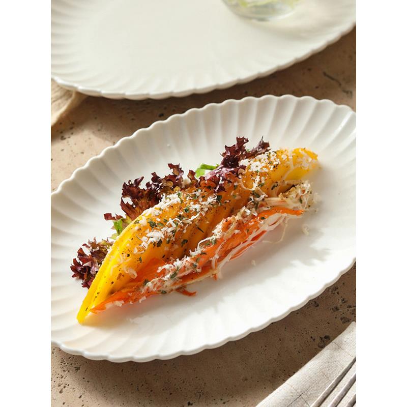 鱼盘家用蒸鱼盘子2025新款高级感陶瓷椭圆鱼盘饭店专用可定制LOGO
