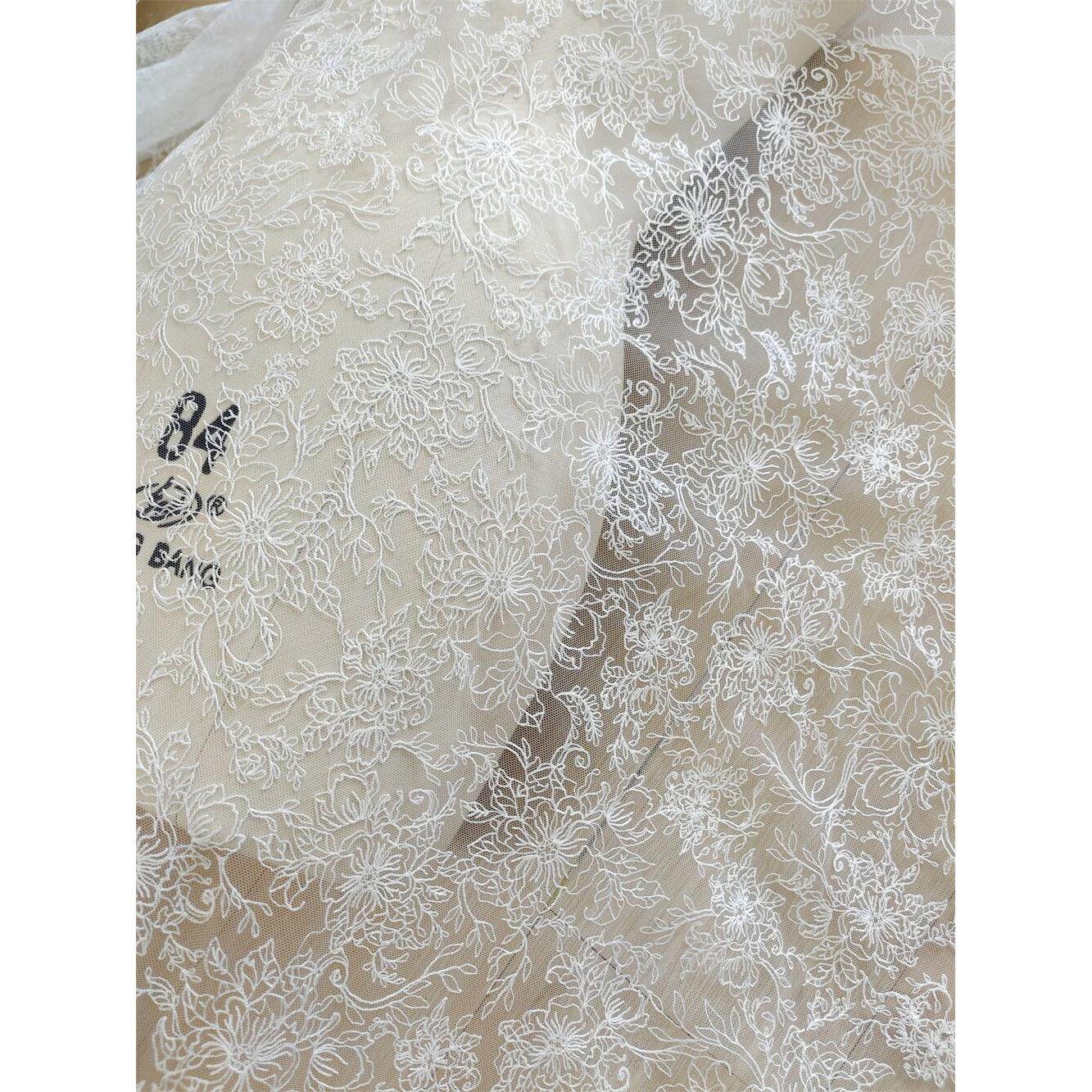 复古服装蕾丝布面料网纱刺绣diy手工花纹打底窗帘娃衣裙子婚纱