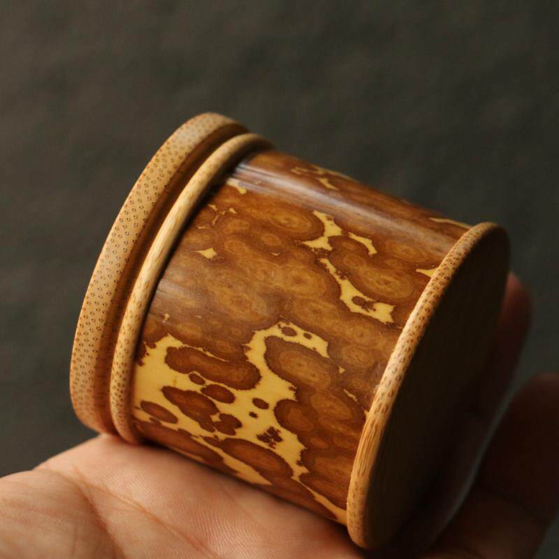 纯手工精工制作竹制梅妃竹紫竹螺纹口茶叶罐茶仓把件罐子香粉罐竹