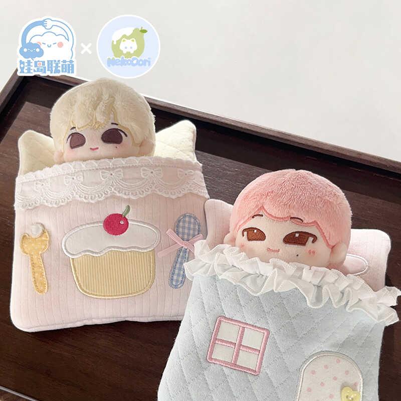娃岛联萌x小猫冻梨棉花娃娃10cm床品可爱便宜安睡小床睡袋衣服粉
