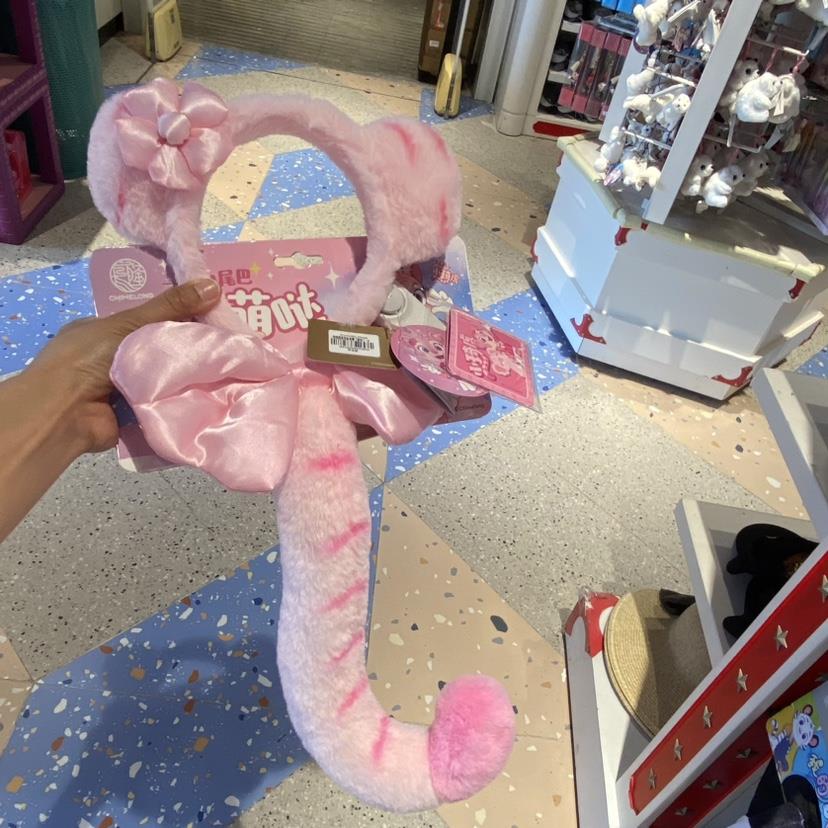 珠海长隆纪念品海洋王国动物园仿真毛绒琦琦尾巴儿童玩具头箍礼物