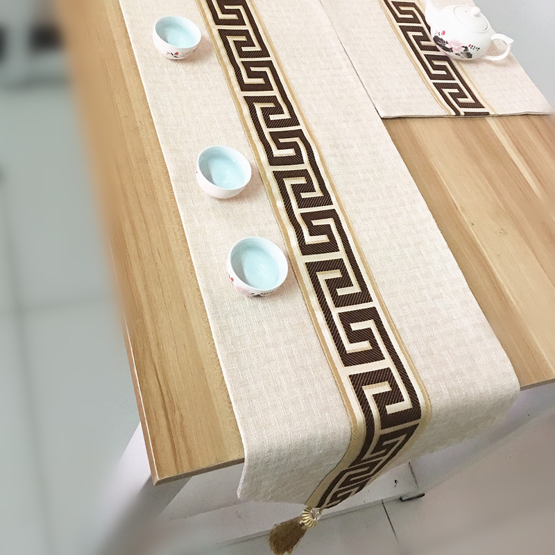 速发桌旗桌式禅中茶席餐桌中国风棉麻布艺茶桌茶旗电视柜茶几意布