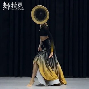 快速发货花腰傣舞蹈服剧目艺考A服飘逸练习裙孔雀舞大摆裙演出服