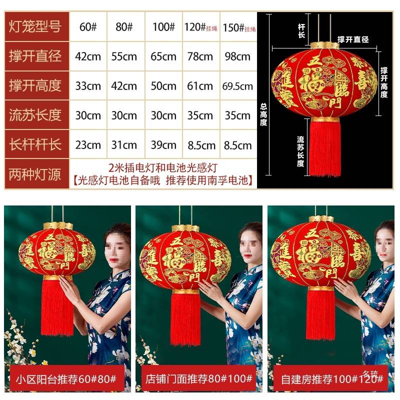 2025新款大红灯笼灯吊灯过年春节新年装饰户外大门口一对阳台挂饰