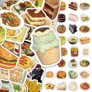 120张卡通写实ins贴纸食物美食手账创意素材笔记本手机装饰贴画