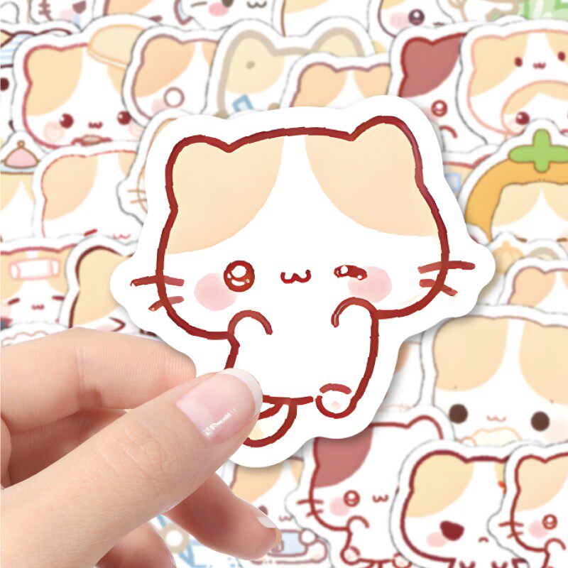 棉花糖猫贴纸可爱卡通表情包桌面手机壳手账行李箱装饰防水diy贴画