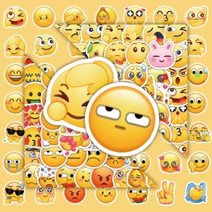 220张抖音emoji表情包贴纸可爱卡通搞笑搞怪手机壳笔记本防水贴画