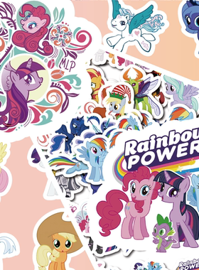 175张不重复卡通小马宝莉贴纸可爱卡通女孩儿童装饰手机手账ins风diy行李箱贴画防水