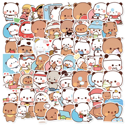 120张一二和布布卡通动漫可爱贴纸防水装饰手机壳行李箱笔记笔记本电脑贴画