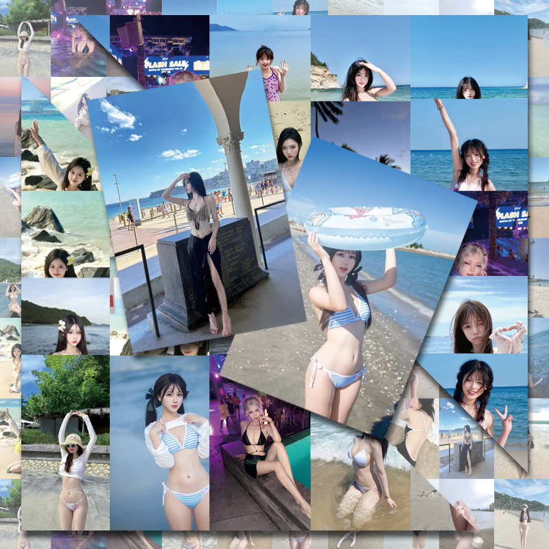 陶创创沙滩美女贴纸ins风