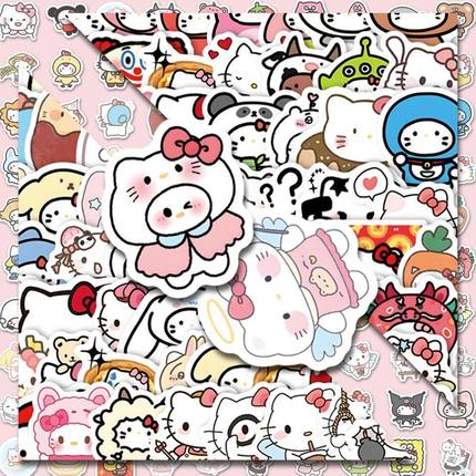 200张Kitty猫贴纸高颜值手账diy装饰手机笔记本电脑桌面防水贴画