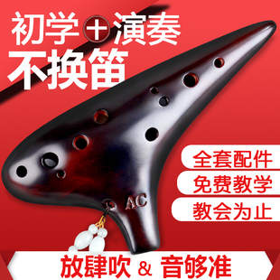 十二孔陶笛乐器12孔中音C调AC初学儿童学生专业演奏6陶埙 一土