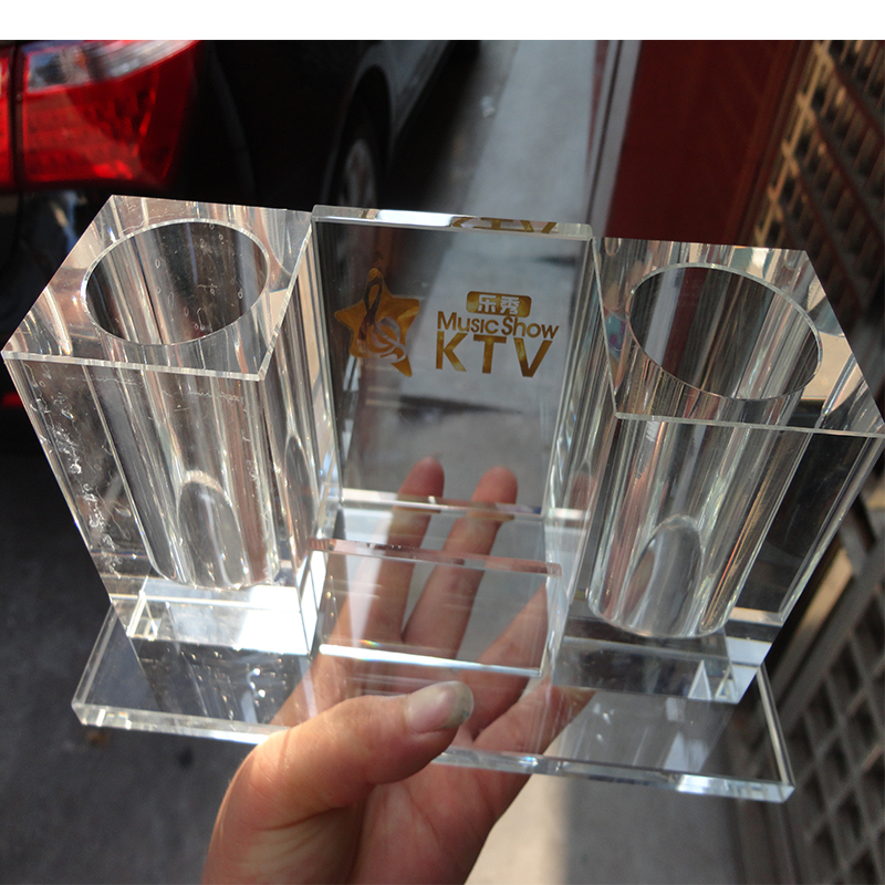 水晶话筒架底座支架水晶座咪架ktv卡拉OK无线话筒座免费刻字logo