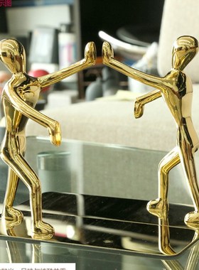 创意不锈钢人形书夹 欧式书挡礼物 金属功夫书立书架书靠金色摆件