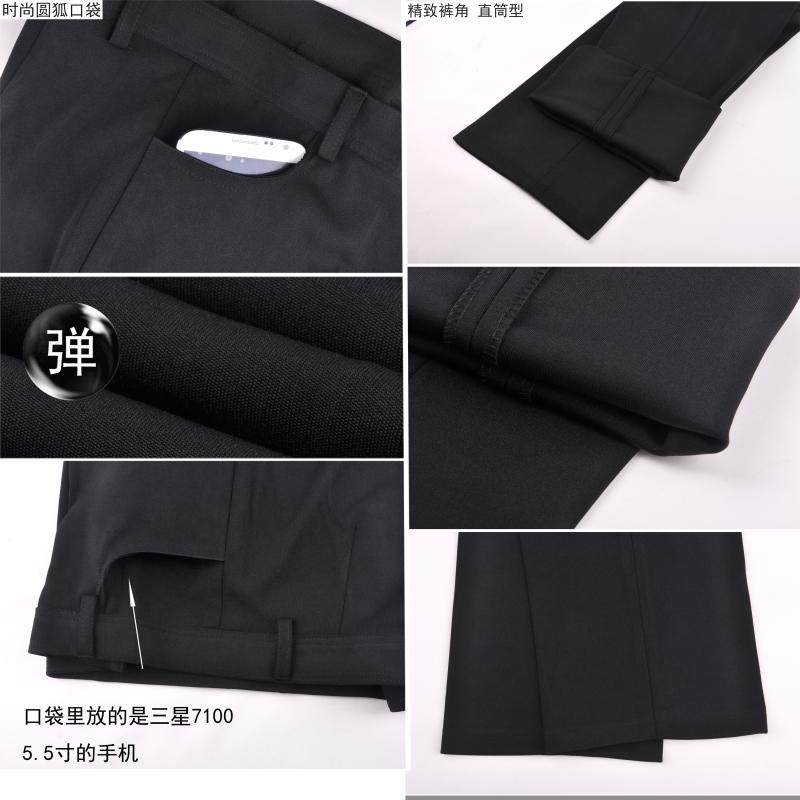 新款弹力女裤藏蓝色 女装直筒职业裤子 加肥加大码加长西裤女正装