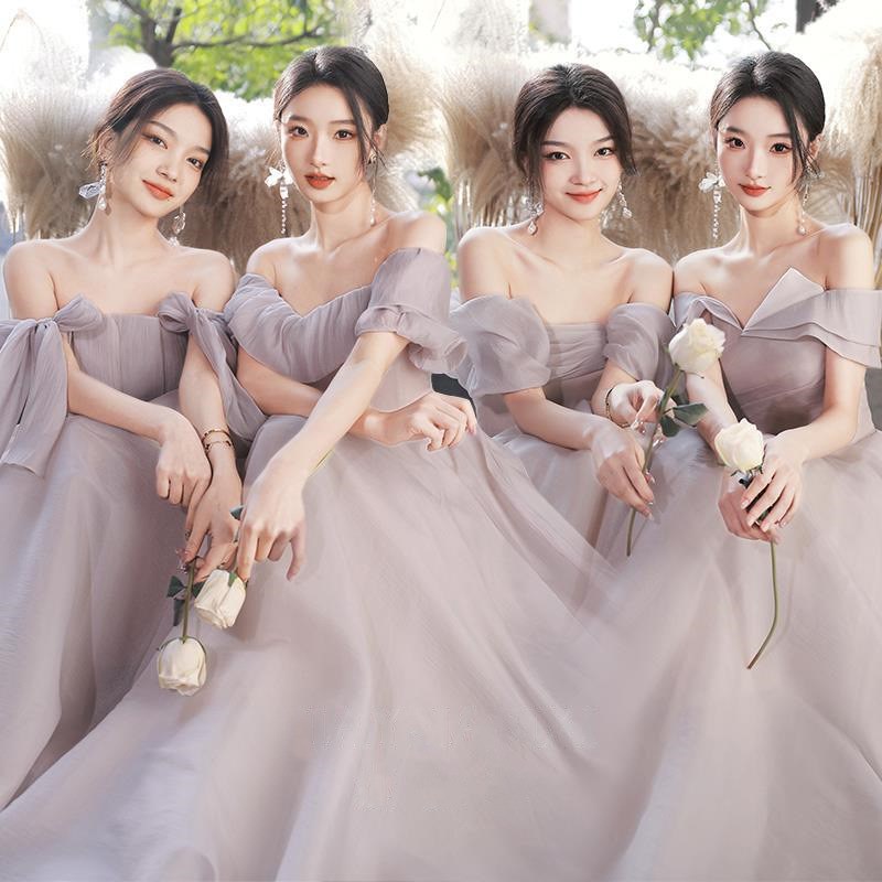 伴娘服女2023新款夏季香芋色仙气长款显瘦姐妹团晚礼服小众高级感