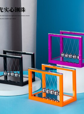 黑白色几何框架牛顿摆物理力量传递碰撞平衡球模型送老师学生礼物