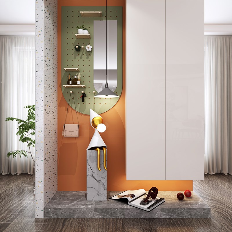 实木洞洞板衣帽架一体镜定制玄关卧室穿衣镜全身镜贴墙壁挂试衣镜