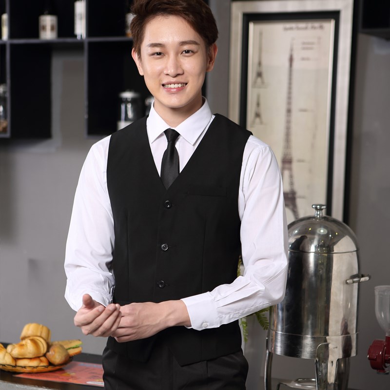 酒吧服务员工作服KTV马甲酒店前台收银领班商务职业装衬衫背心男