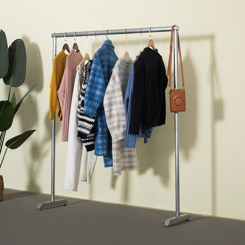 服装店展示架专用落地女装落地衣架水管镀锌钢管龙门中岛货架带轮