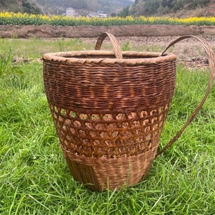 纯手工竹编烟熏柴背篓收纳篮赶集神器道具家用竹制品竹筐竹篮