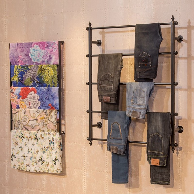 铁艺女服装店丝巾架子围巾展示架上墙裤架毛巾道具货架布料面料架