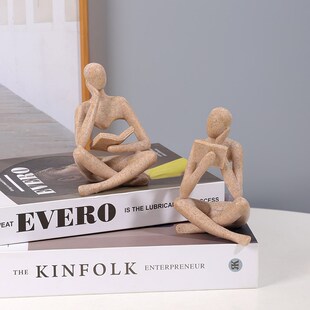 简约人物摆件创意客厅办公室书房家居摆设抽象阅读者艺术装饰品