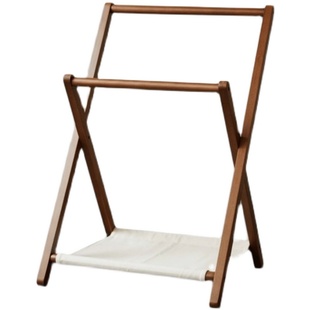 衣帽架床头旁边睡前脱下搭衣裤架子可折叠实木榉木收纳挂衣放衣架