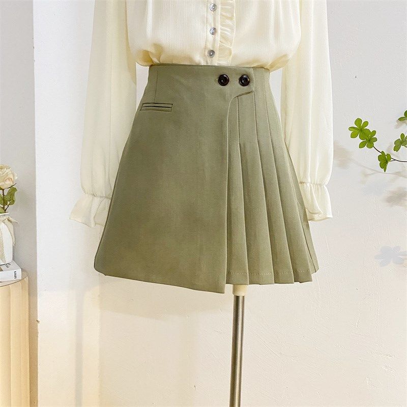 灰色西装百褶裙半身裙女2024春夏高腰a字短裙显瘦百搭防走光裙子