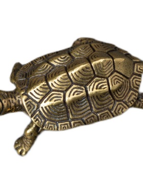 实心纯黄铜办公桌面小摆件古乌龟铜茶宠饰品工艺礼品手把玩件