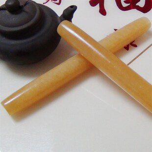 包邮米黄玉擀面杖擀面棍饺子皮滚轴玉石棍石头厨房用具石杖加粗型