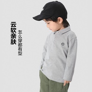 宝宝洋气翻领上衣潮 男童长袖 polo衫 儿童t恤2024春秋新款 童装