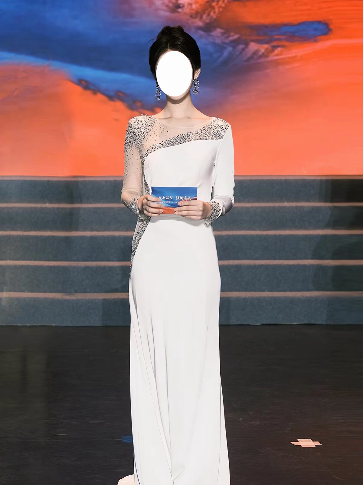 主持人礼服女2026新款高级感简单大方宴会晚礼服大合唱团演出服