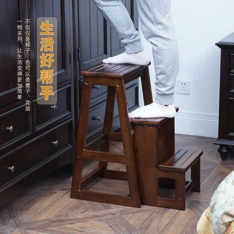 诺顿伯格实木梯凳木梯阶梯凳三层折家用叠凳厨房高板凳踏步登新品