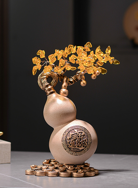 速发葫客招财进宝摆件芦厅博古架新室式办公中桌面水晶发财树装饰