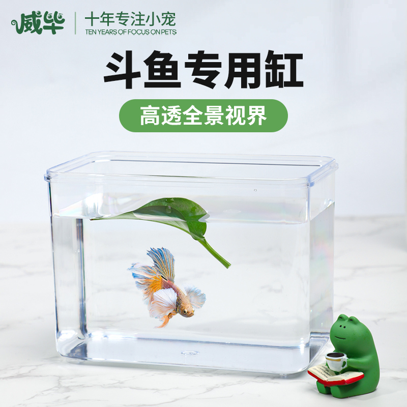 速发桌面小型斗鱼缸造景全套生态亚克力迷你创意微景观孔雀鱼鱼缸