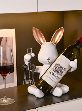 速发电镀兔子红厅架摆件轻奢高档酒柜装饰品客意玄关创酒电视柜摆