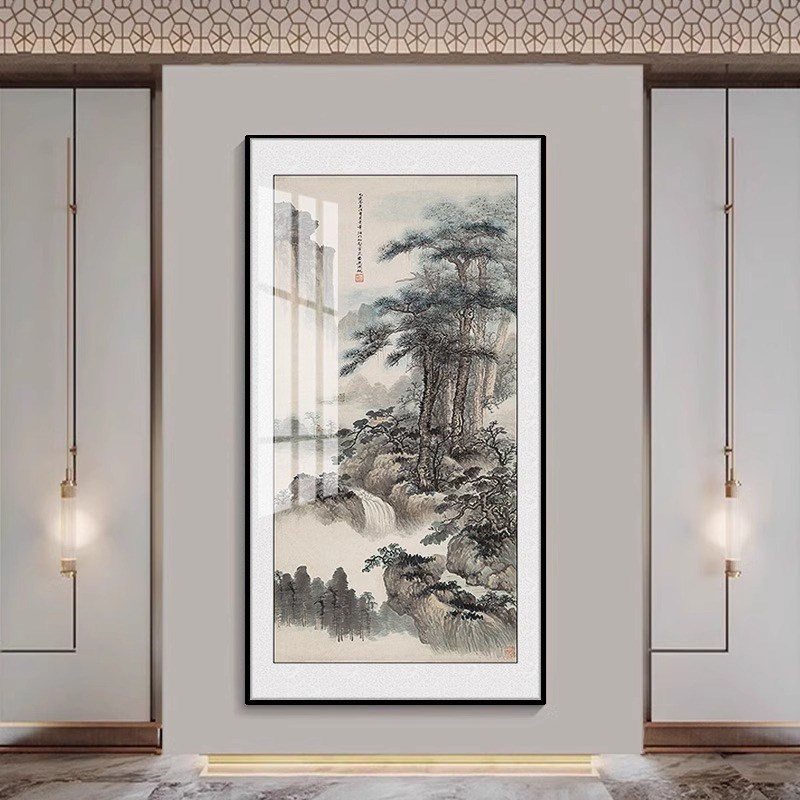 速发张户千山道画竖版挂画中式入大正对门玄关装饰走廊过水墙名人